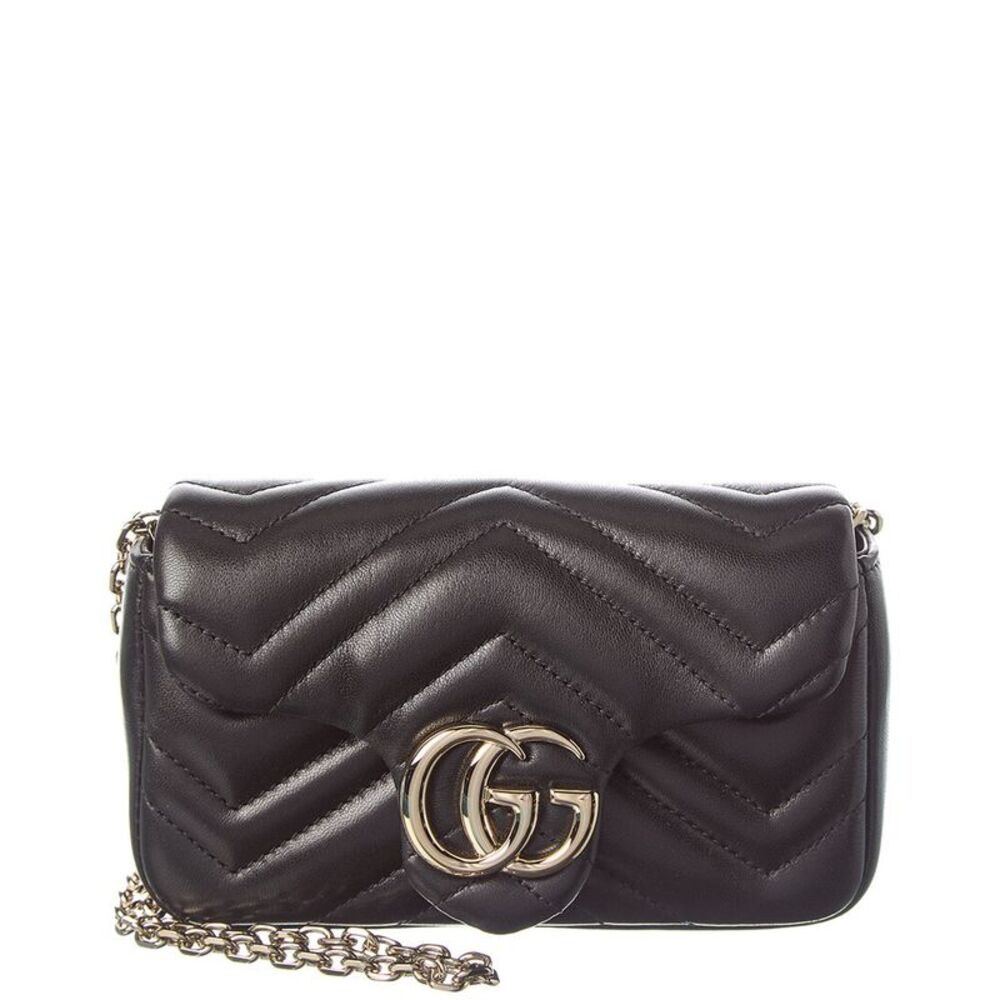 Gucci Gg Marmont Mini Leather Shoulder Bag, Black